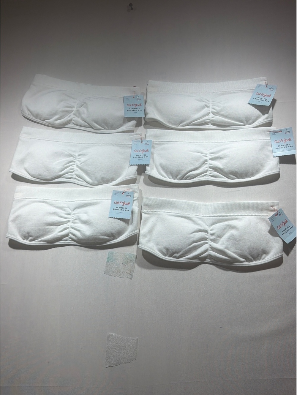 Lot of 6! Cat & Jack Seamless Bandeau Bra Size S (6/7) White